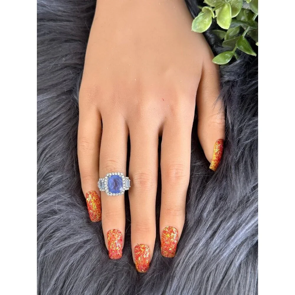 Silver 925 Tanzanite/Cz Ring‎